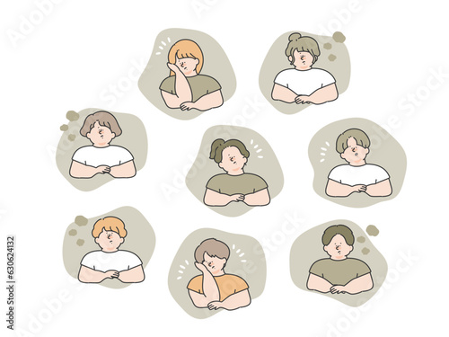 体調不良に悩む男女　イラスト