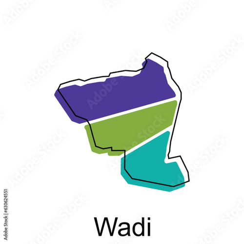 map of Wadi colorful geometric modern outline, High detailed vector illustration vector Design Template, suitable for your company