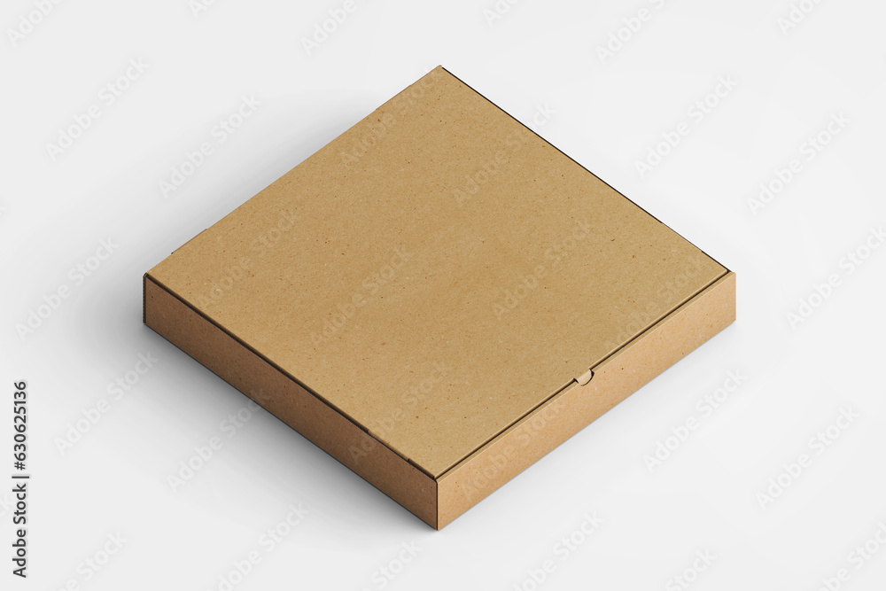 empty blank eco friendly packaging closed pizza delivery food cardboard kraft paper texture square box realistic mockup template isolated 3d rendering illustration isometric view empty blank eco friendly packaging closed pizza delivery food cardboard kraft paper texture square box realistic mockup template isolated 3d rendering illustration isometric view