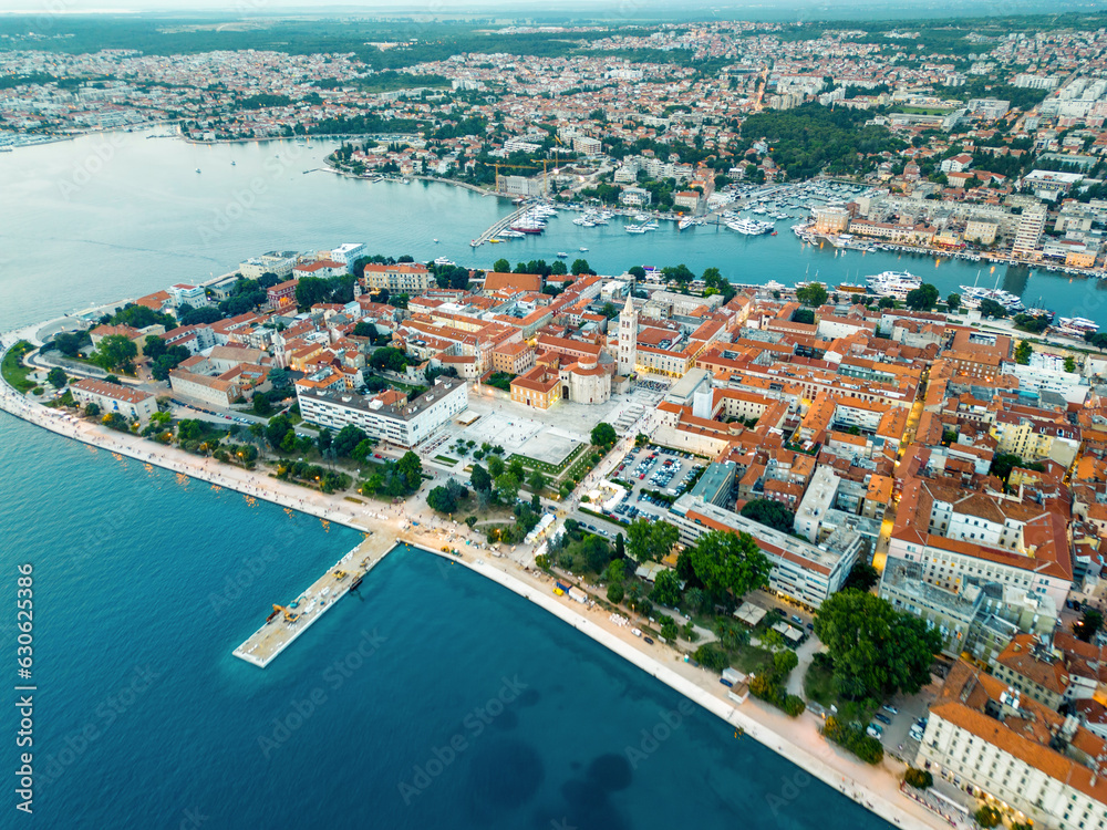 Aerial drone view of Zadar, Croatia