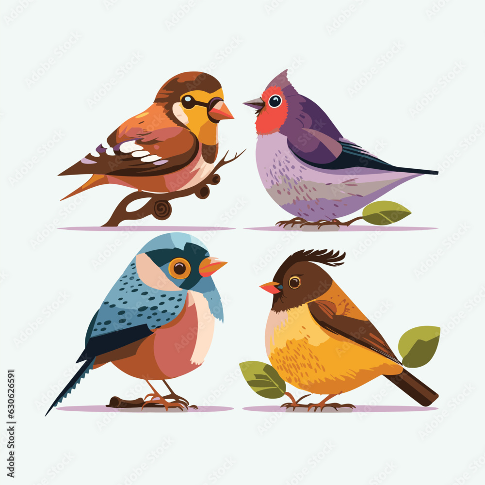 Fototapeta premium vector cute finches cartoon style