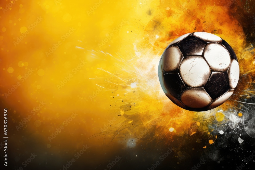 Fototapeta premium Soccer ball on bright colorful background