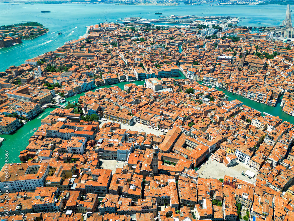 Aerial drone view of Venice, Italy