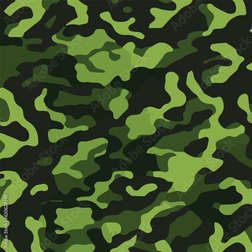 Camouflage seamless pattern. Trendy style camo, repeat print. Vector illustration. Khaki texture, perfect for military army design