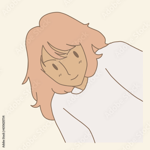 Curious woman leaning forward watching, peeking out and spying. Hand drawn flat cartoon character vector illustration.