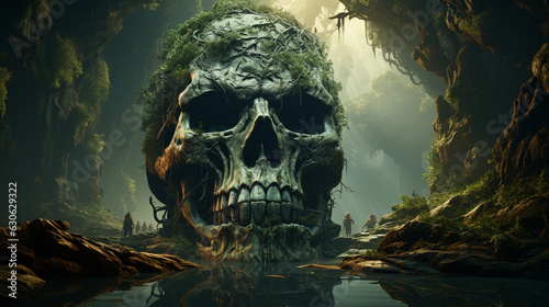 Artistic depiction of fantasy Skull. Generative Ai