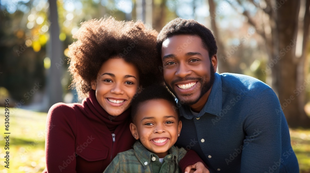 A happy African-American family. Generative AI A happy African-American family. Generative AI