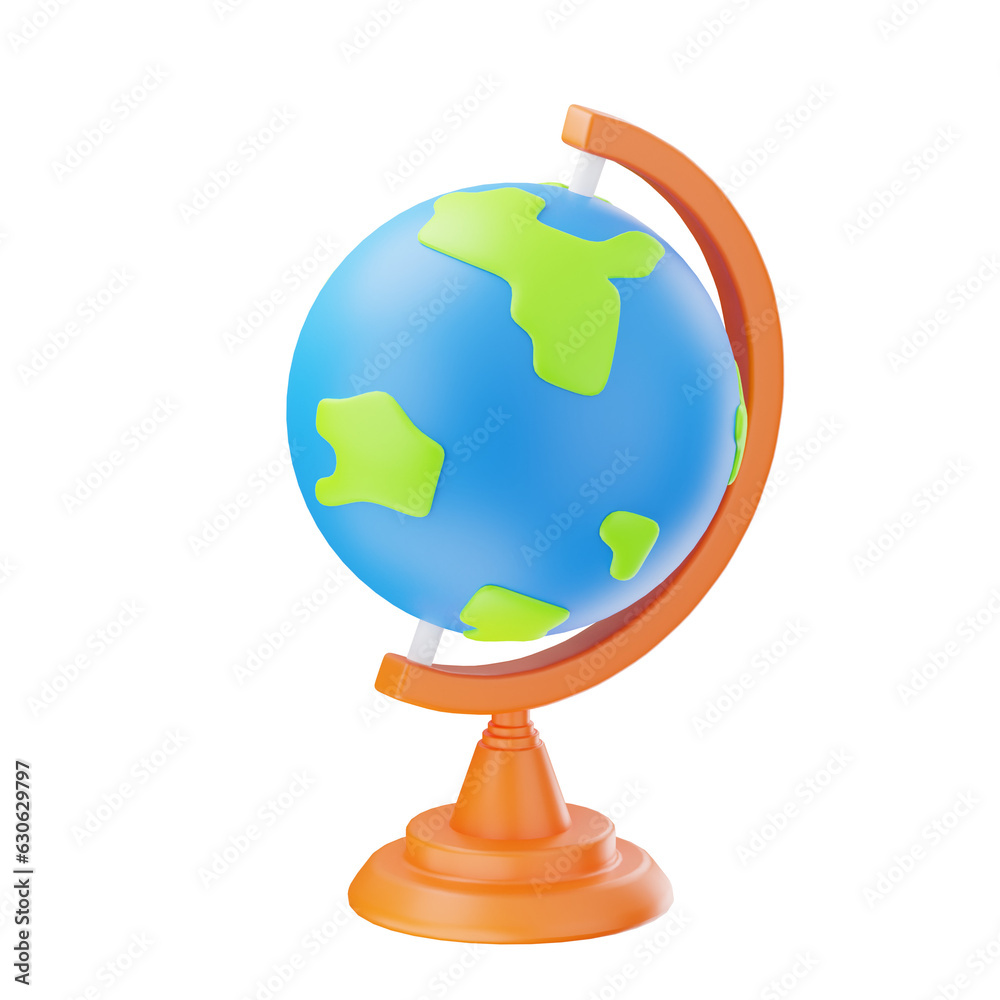 3D Illustration Back to School of globe 3D Illustration Back to School of globe