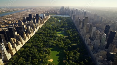 Stampa su tela Bird's Eye Drone Satellite Photo of Central Park, Manhattan