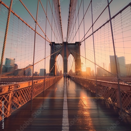 Fotografie, Obraz Brooklyn Bridge, NEW York. AI Generative