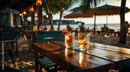 Blur of beach bar restaurant for background. Generative Ai
