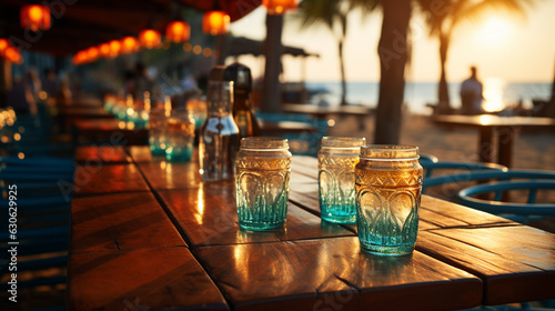 Blur of beach bar restaurant for background. Generative Ai