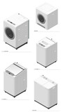アイソメトリック図法で描いた家電のイラストセット5［洗濯機］ / Isometric illustration : Set of home washing machine related