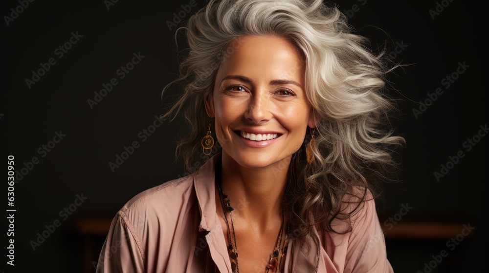 Graceful Portrait of Joyful Senior Woman with Elegant Hair Graceful Portrait of Joyful Senior Woman with Elegant Hair
