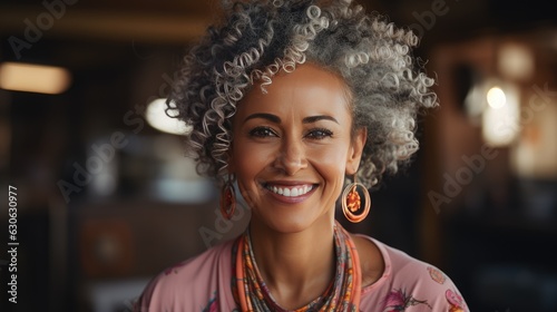 Graceful Portrait of Joyful Senior Woman with Elegant Hair © PhilipSebastian