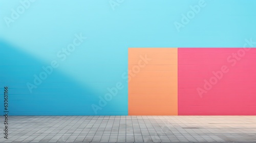 abstract background wallpaper of city street concrete wall painted in blue orange pink color, mockup idea, Generative Ai