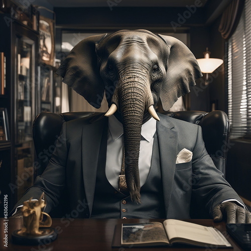 Elegant Elephant: A Dapper Gentleman at the Office