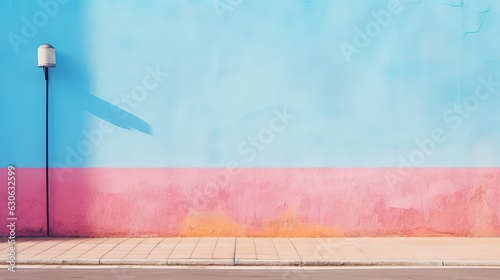 abstract background wallpaper of city street concrete wall painted in pink blue color, mockup idea, Generative Ai