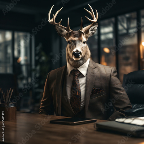 Executive Elegance: A Sophisticated Deer in Business Attire