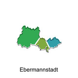 Map of Ebermannstadt colorful geometric outline design, World map country vector illustration template