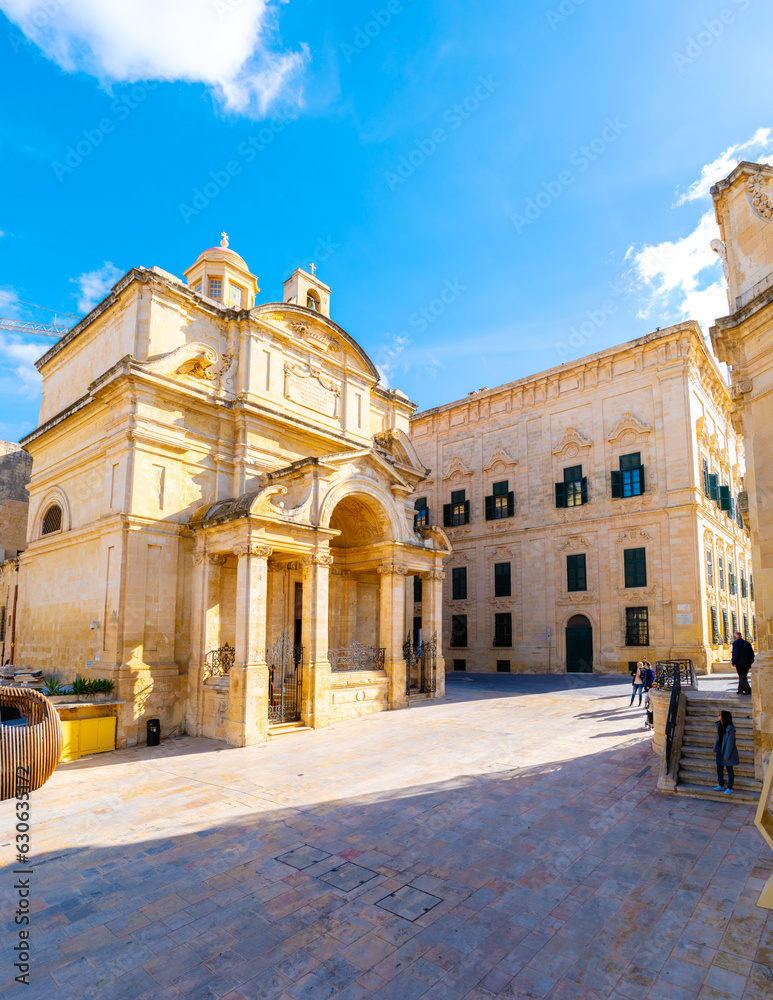 Valletta Malta The Roman Catholic Church of St Catherine of Alexandria or St Catherine of Italy during a bright winter day, Malta Valletta