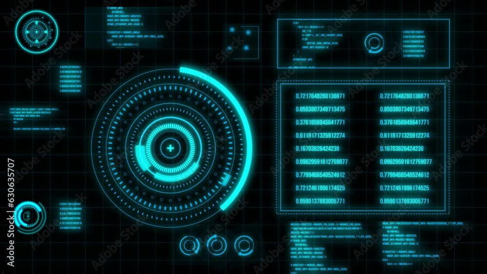 Motion graphic of head up display technology interface screen with futuristic elements abstract background 4K