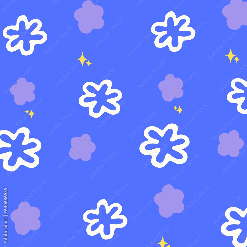set of flowers on blue background set of flowers on blue background
