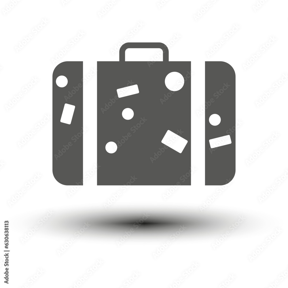 Baggage icon. Suitcase with stickers icon. Vector illustration. Eps 10. Baggage icon. Suitcase with stickers icon. Vector illustration. Eps 10.