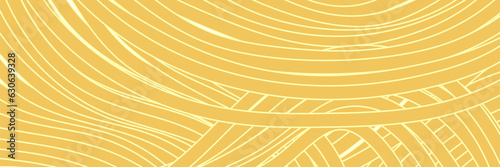 Noodle Ramen Pattern yellow background. Pasta food texture spaghetti geometric. Abstarct ramen ornament. Flat vector illustartion. Wave texture background