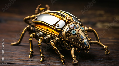 Beautiful steampunk brass mechanical beetle