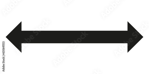 Straight long arrow. Black horizontal double arrow. Vector illustration