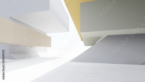 Abstact architecture background buildings geometric shape 3d render