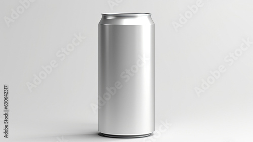 Can mockup metal isolated on gray white background silver steel blank drink