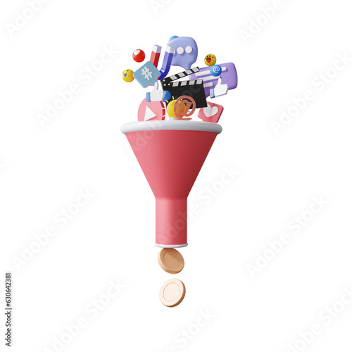 CRO or Conversion rate optimization. income digital marketing buys analytics management development on platform social media internet online business on isolated background. 3d render