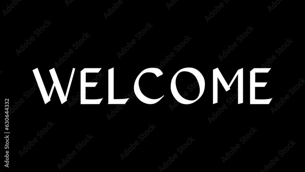 Animated welcome with bullet train pop up text effect in black and white background