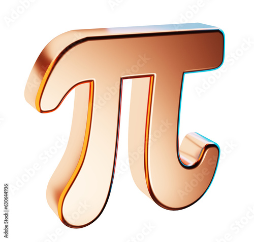 Glossy, colorful 3D pi symbol 