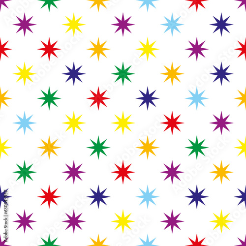 Abstract seamless background pattern of multicolored stars. Print for textiles, wrapping paper, wallpaper, fabric