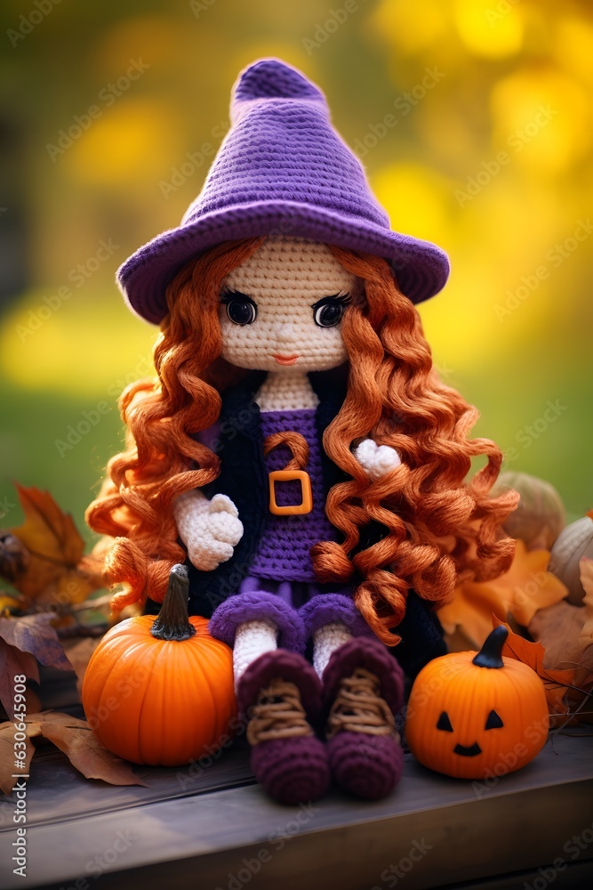 crocheted cute witch doll