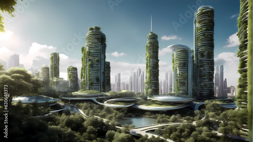 Die Stadt der Zukunft. Das Leben auf unserer zukünftigen Welt ist grün - kann nur grün sein. 