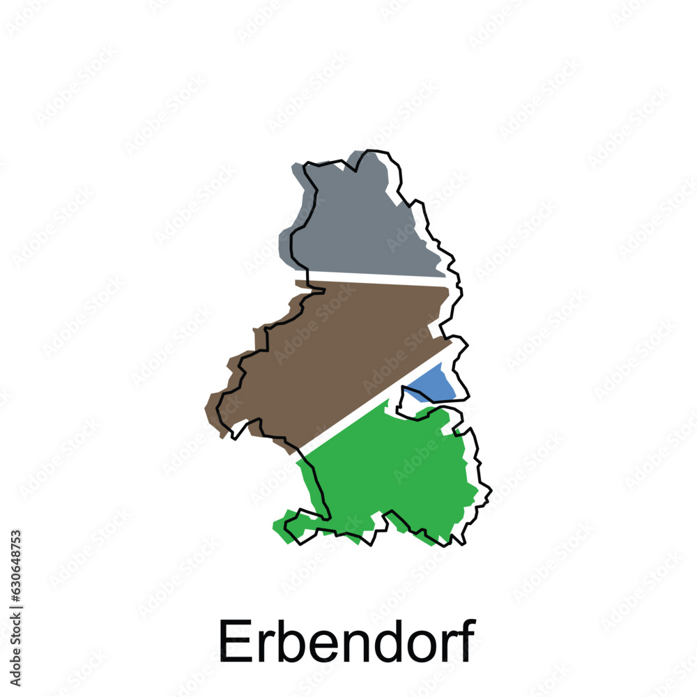 Erbendorf City of German map vector illustration, vector template with outline graphic sketch style isolated on white background