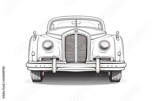 Classic car front view concept in vintage monochrome style isolated vector