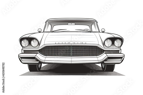 Classic car front view concept in vintage monochrome style isolated vector