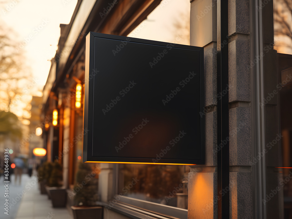 Empty black square signboard mockup in outside for logo design, brand presentation for companies, ad, advertising, shops. Empty black square signboard mockup in outside for logo design, brand presentation for companies, ad, advertising, shops.