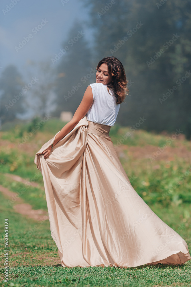 Portrait of beautiful young woman outdoor