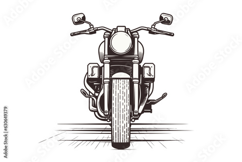 Classic motorcycle front view concept in vintage monochrome style isolated vector
