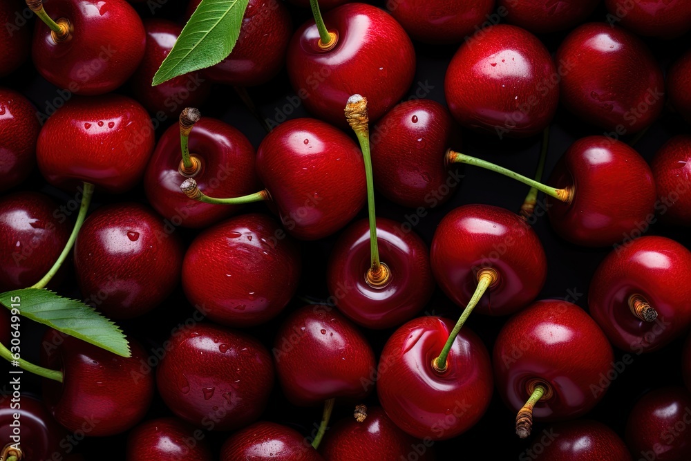 Fresh and sweet cherries background. Close-up view. Fresh and sweet cherries background. Close-up view.