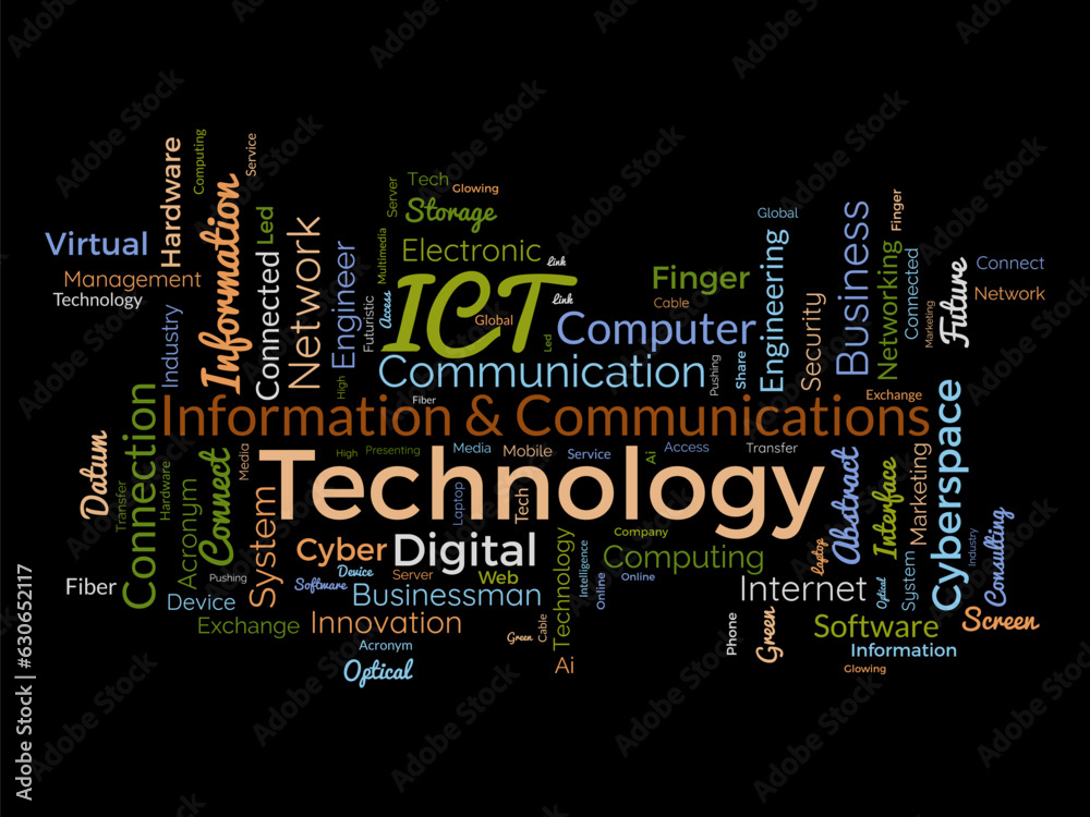 Word cloud background concept for Information and Communications Technology (ict). cyberspace network system of software development service. vector illustration. Word cloud background concept for Information and Communications Technology (ict). cyberspace network system of software development service. vector illustration.