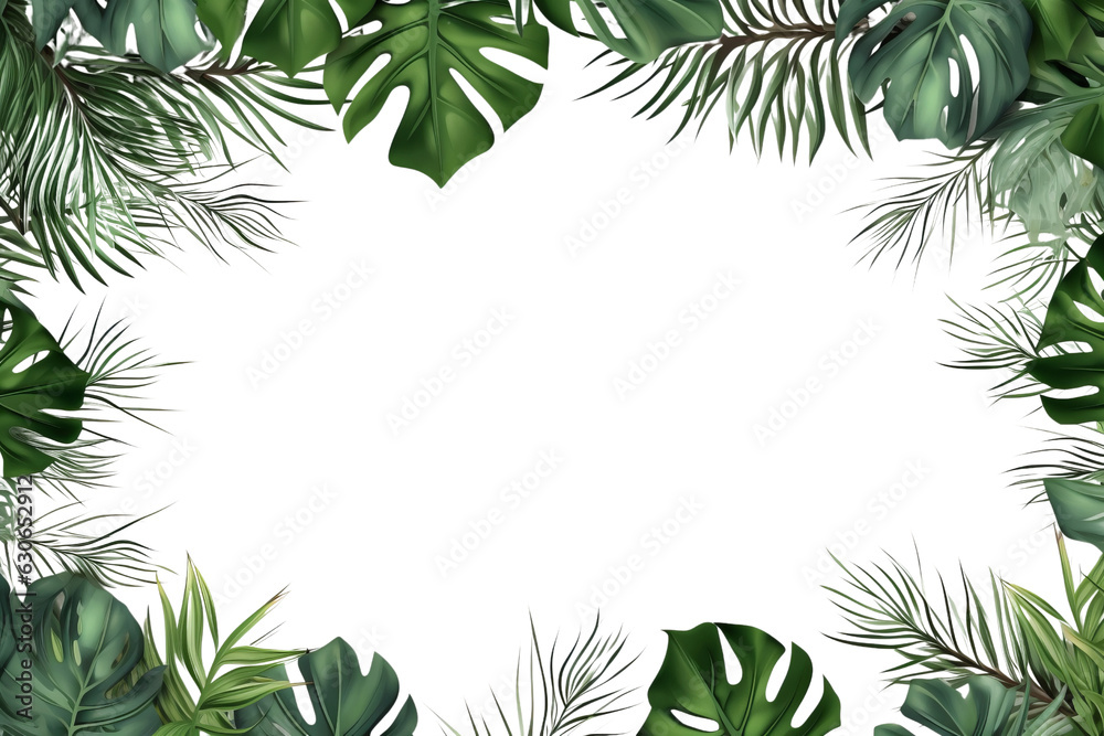 Variations of leaves frame isolated on transparent background cutout , generative ai Variations of leaves frame isolated on transparent background cutout , generative ai