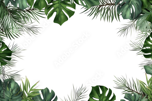 Variations of leaves frame isolated on transparent background cutout   generative ai