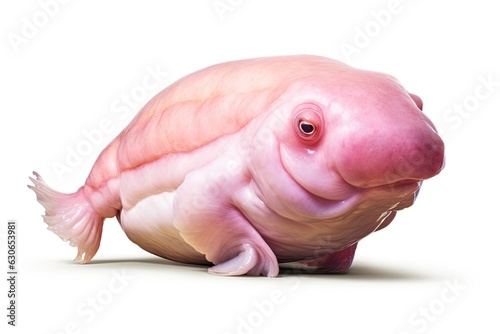Blobfish on white background, Psychrolutes marcidus species. The Blobfish is well-adapted to its deep-sea habitat and has a successful existence in the abyssal waters. AI-Generated